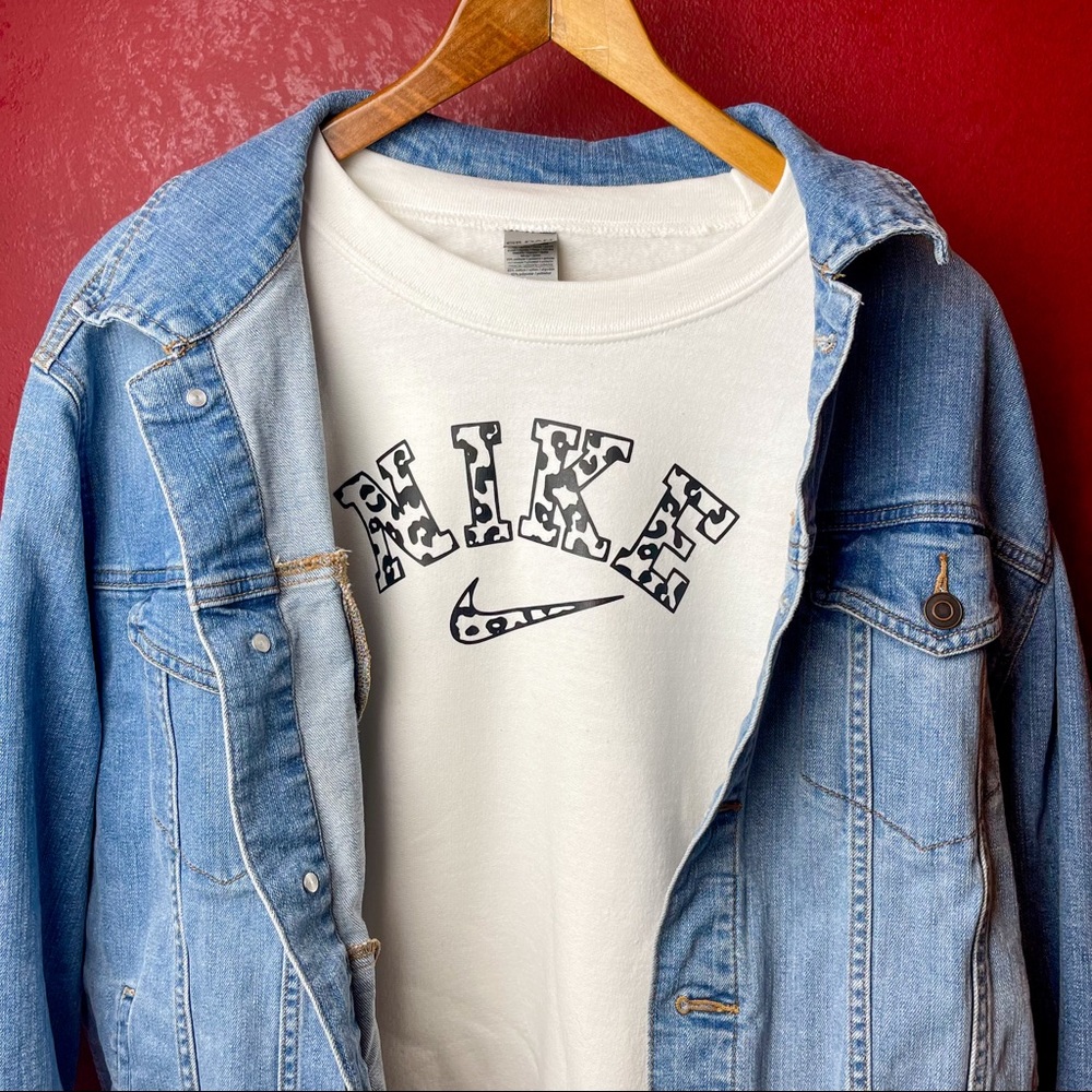 Leopard White Nike Crew Neck